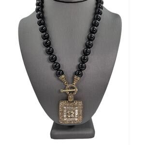 Heidi Daus "Tantalizing" Beaded Toggle Crystal Drop Statement Necklace - NIB